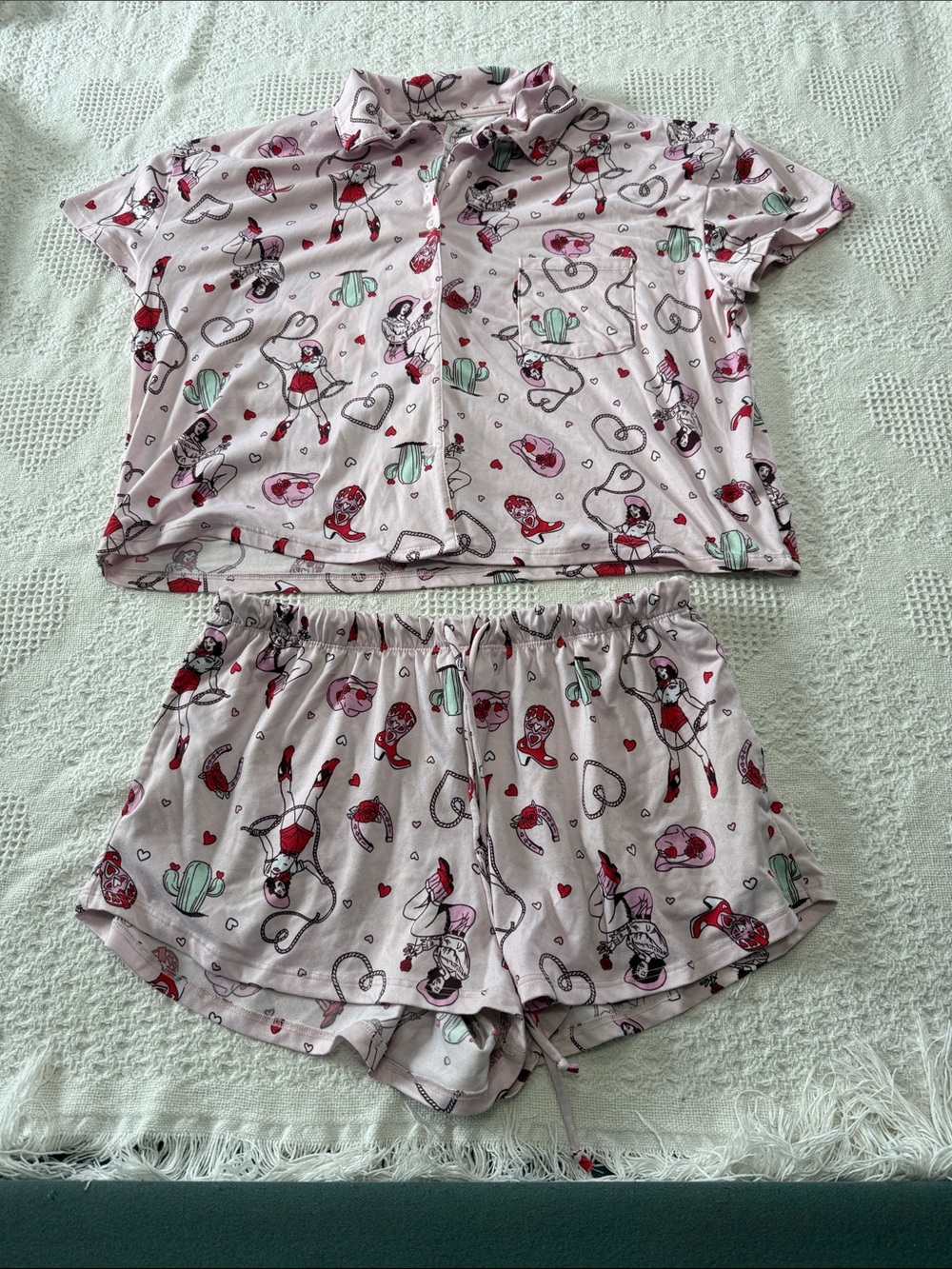 Walmart Valentine’s Day Soft and Stretchy Cowgirl Pajamas (M)